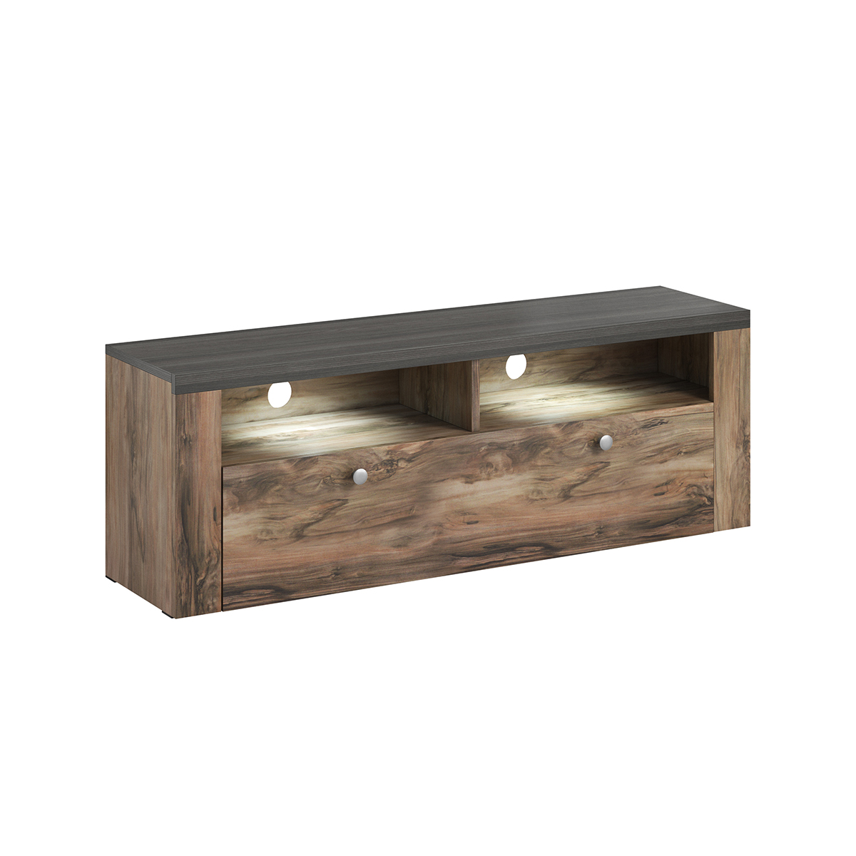 Meuble TV 1 porte 140 cm stratifiés beige