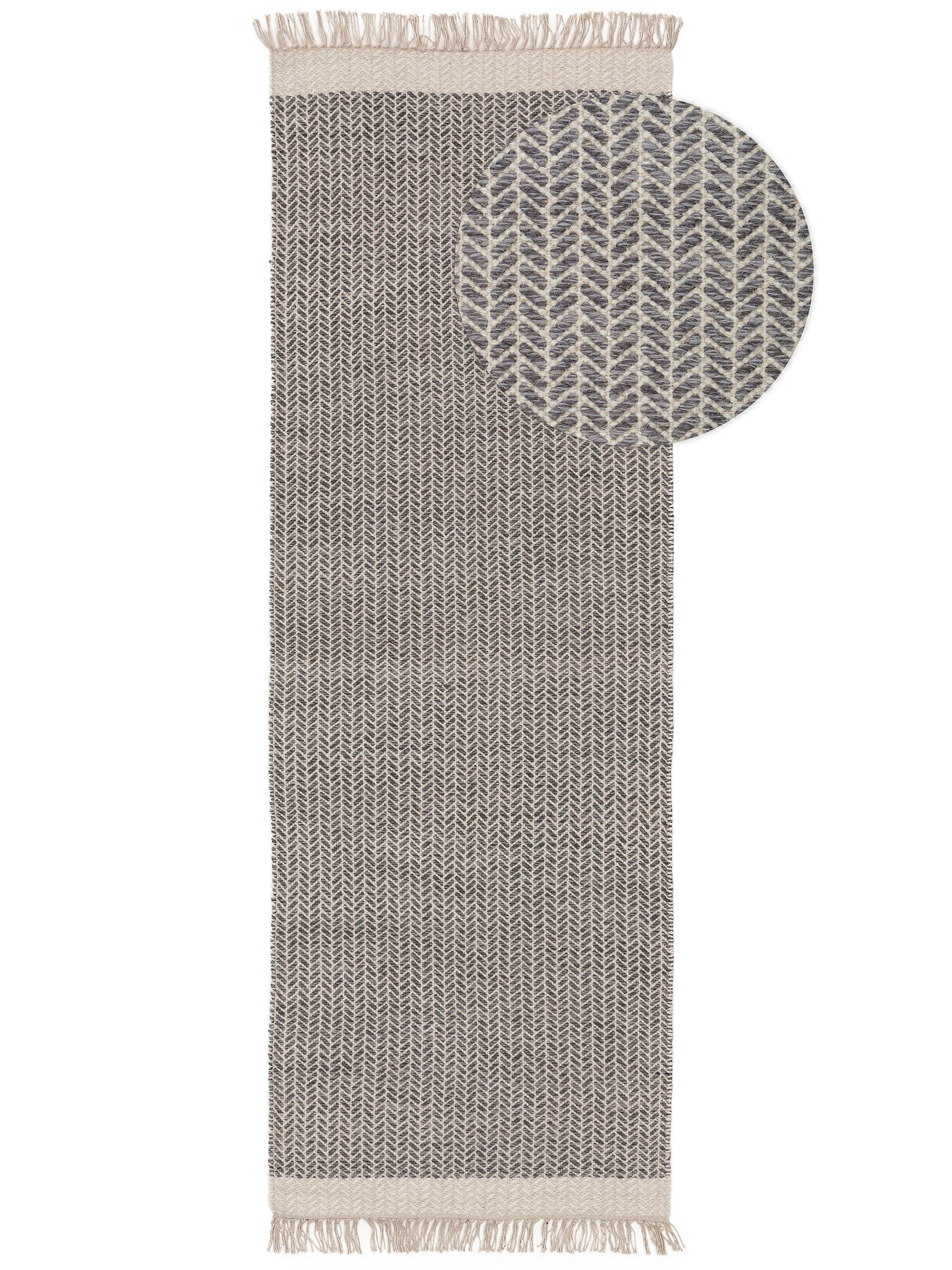 Tapis de couloir en laine gris 80x250 cm