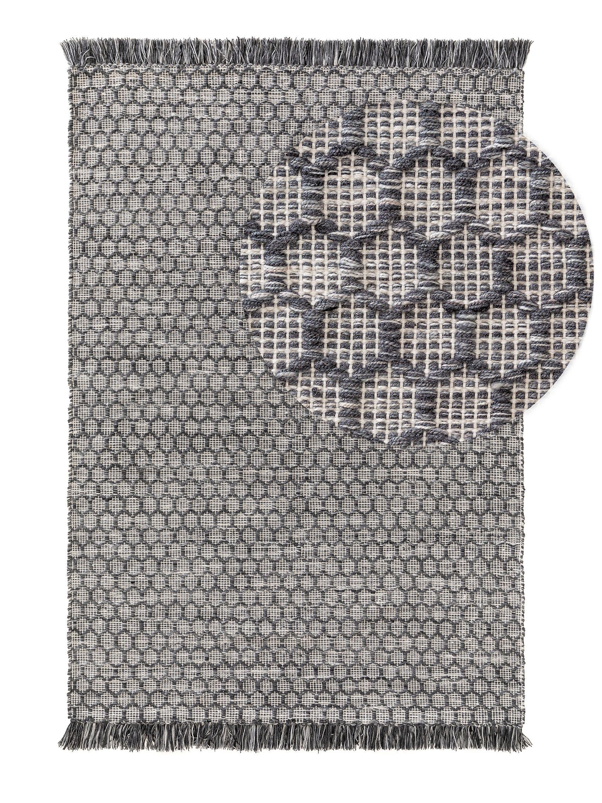 Tapis fabriqué à partir de matériaux recyclés gris foncé 80x150