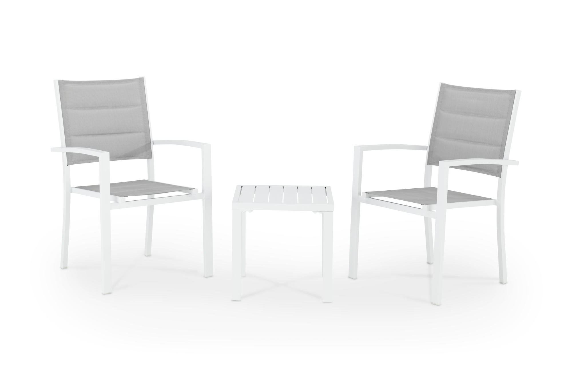 Ensemble de balcon avec 2 chaises et table basse blanc