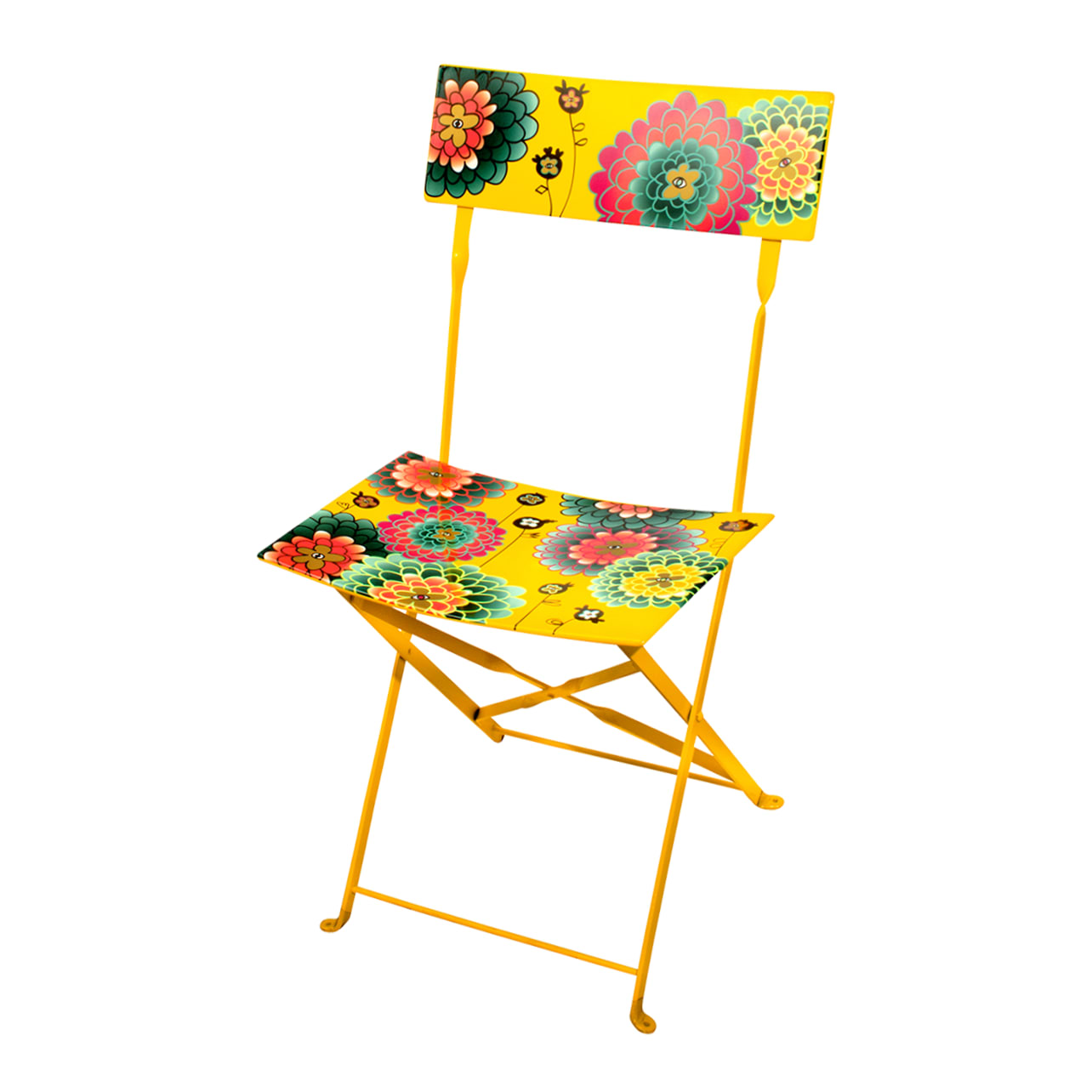 Chaise pliante jaune acier 43 x 46 x 83 cm