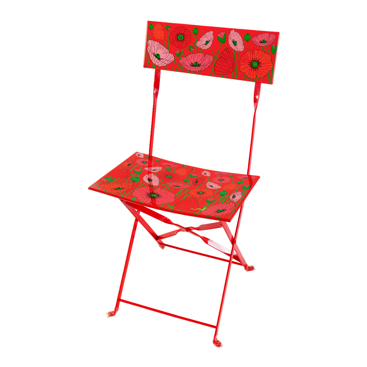 Chaise pliante rouge acier 43 x 46 x 83 cm