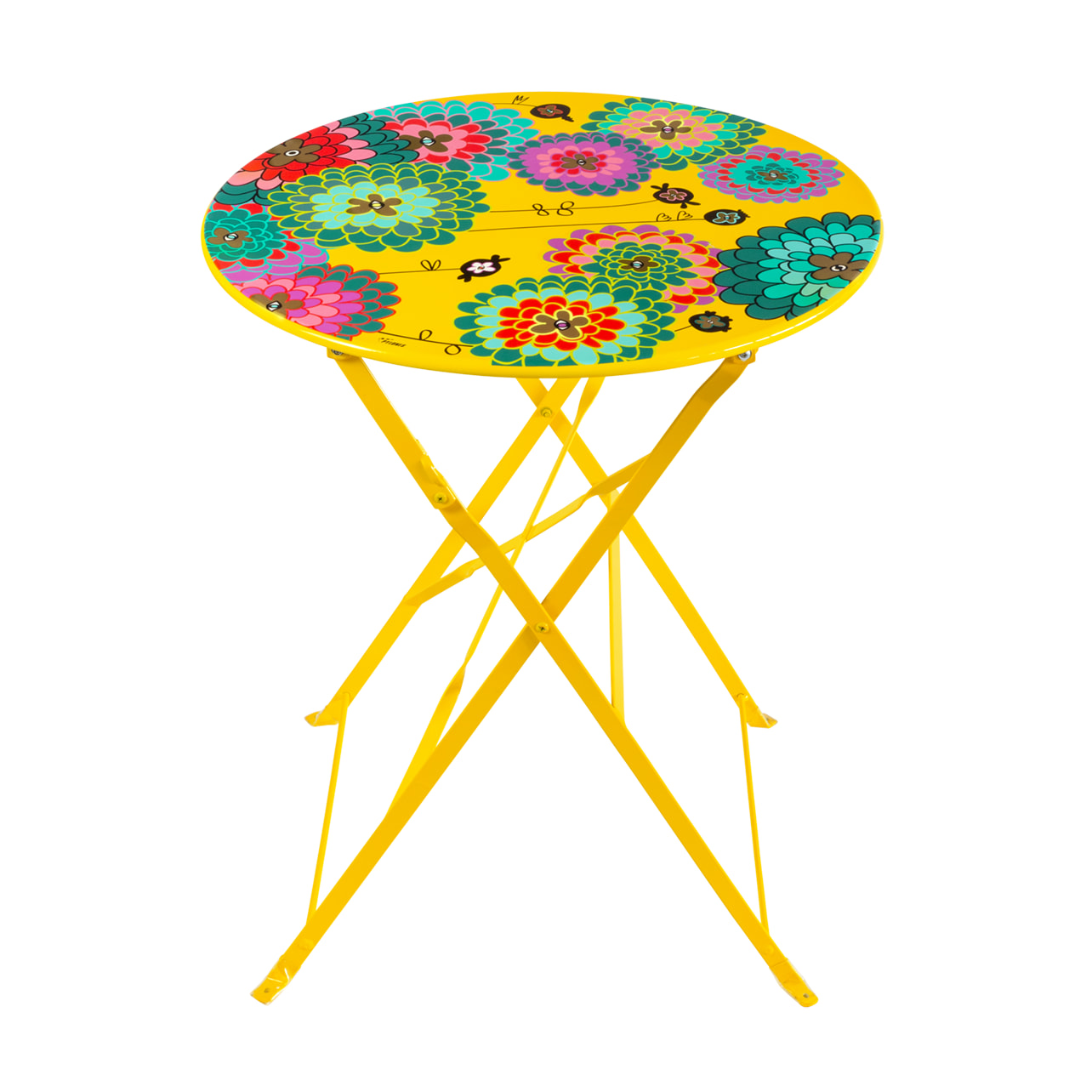 Table pliante jaune acier 0 x 0 x 71 cm