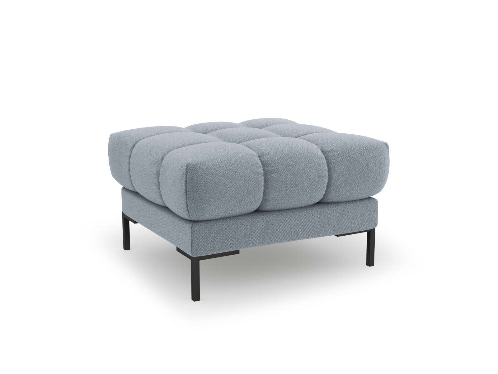 Pouf en tissu structuré bleu clair Pouf en tissu structuré bleu clair
