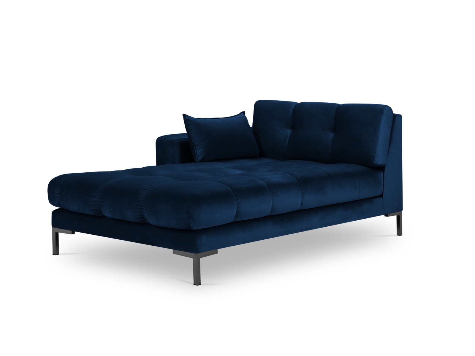 Méridienne gauche 1 place en tissu velours bleu roi