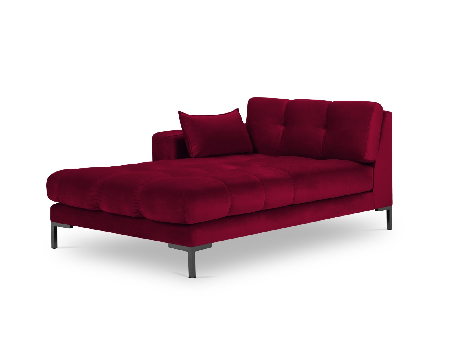 Méridienne gauche 1 place en tissu velours rouge