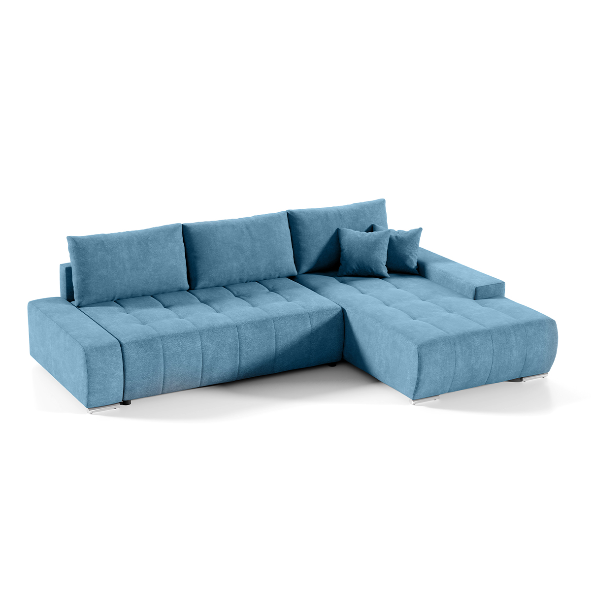 Canapé d’angle convertible droit 4 places stratifiés bleu