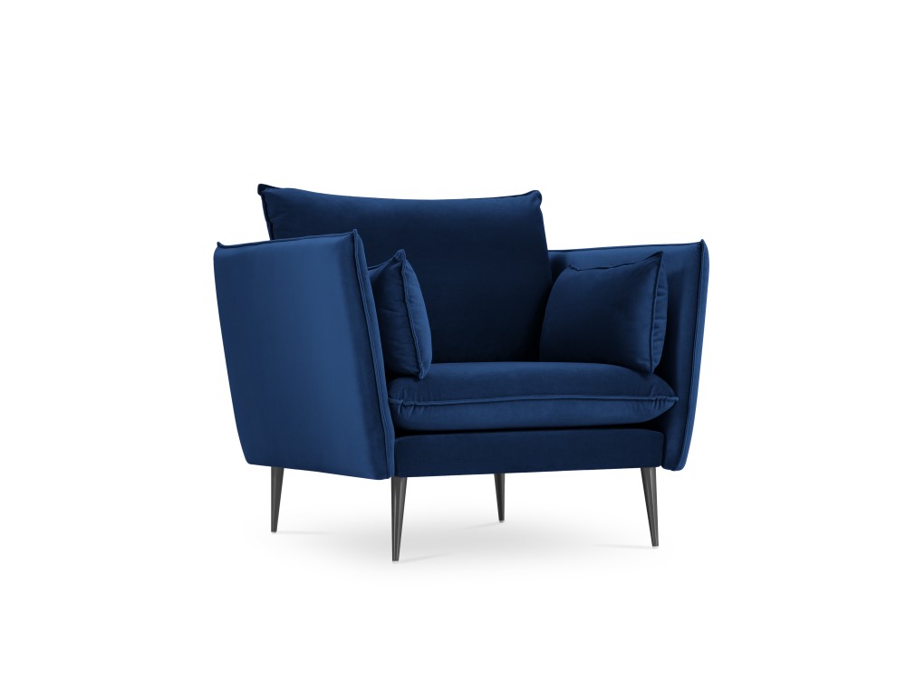 Fauteuil en velours bleu roi