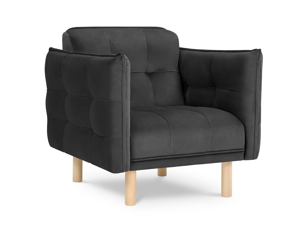 Fauteuil velours gris foncé 1 place Fauteuil velours gris foncé 1 place