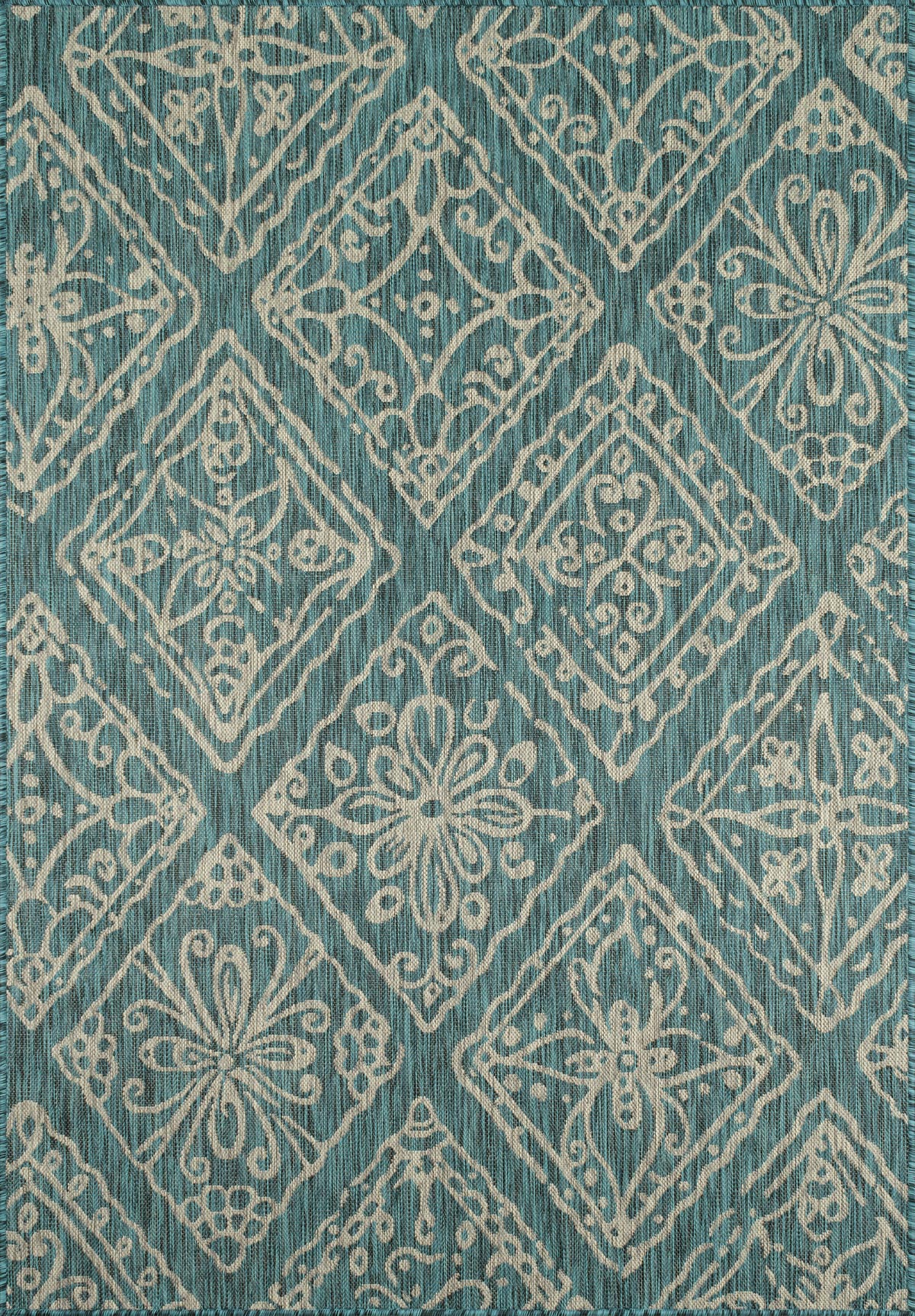 Tapis avec ornement floral turquoise - 120x160