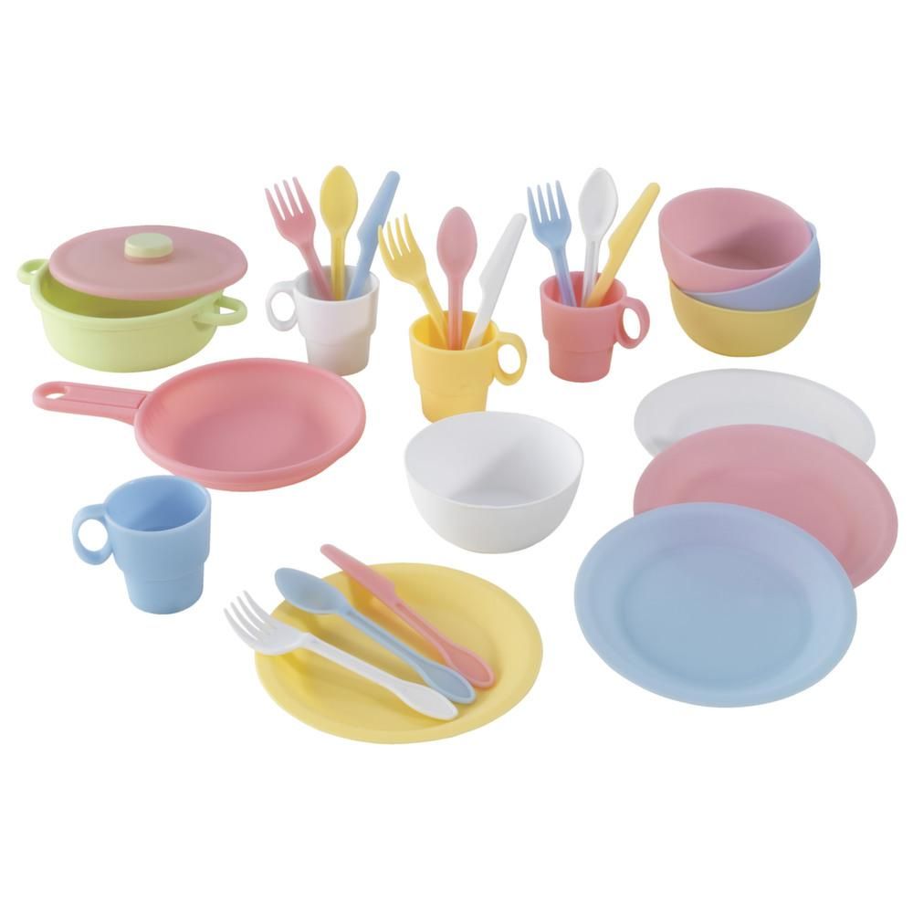 Batterie de cuisine enfant 27 pièces vaisselle et ustensiles pastel Batterie de cuisine enfant 27 pièces vaisselle et ustensiles pastel