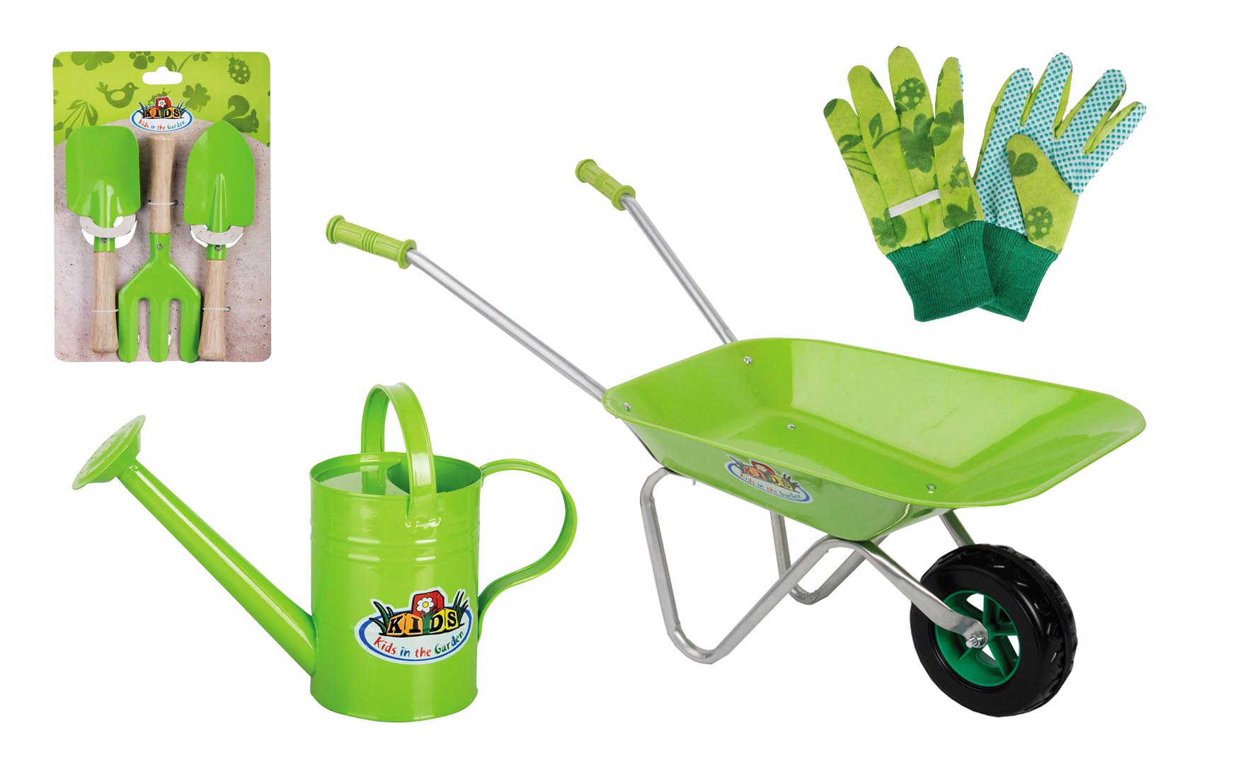 Kit petit jardinier accessoires pour enfant en métal gants + petits ou