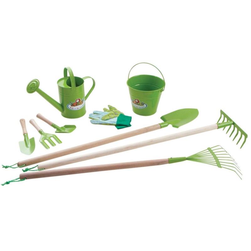 Kit 9 outils de jardinage pour enfant vert