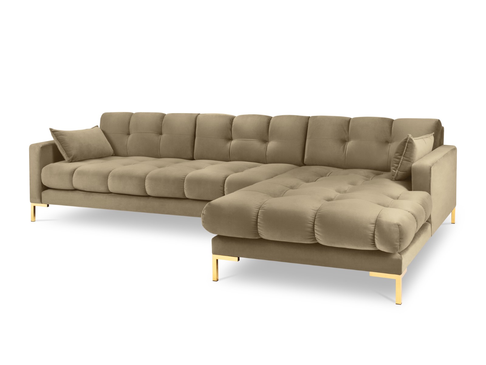 Canapé d'angle 5 places Beige Velours Moderne Confort Promotion