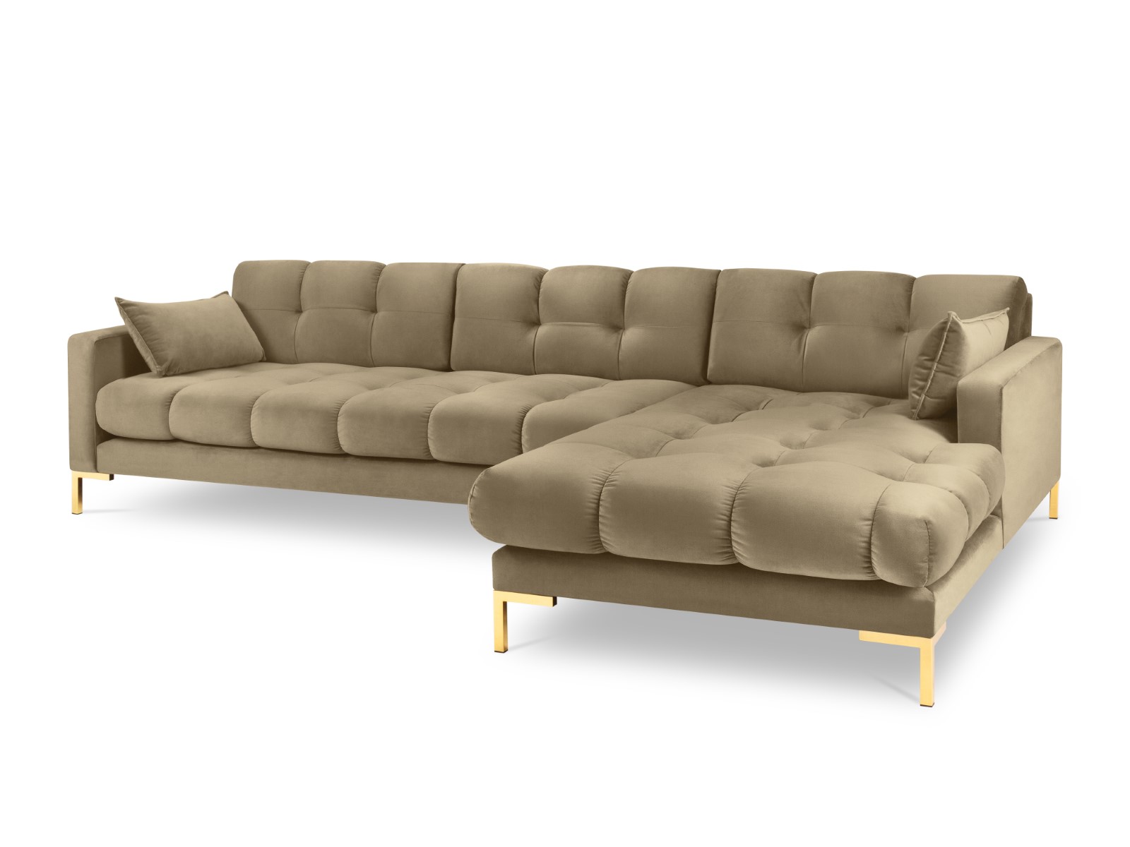 Canapé d'angle velours beige 5 places Canapé d'angle velours beige 5 places