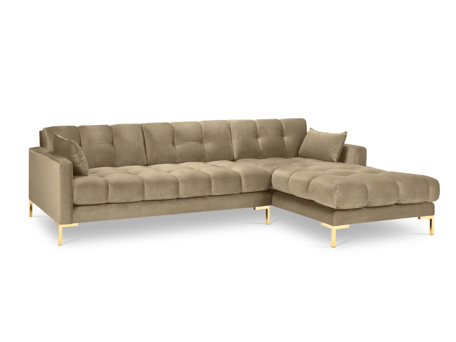 Canapé d'angle 5 places en velours beige - Vue supplémentaire 1