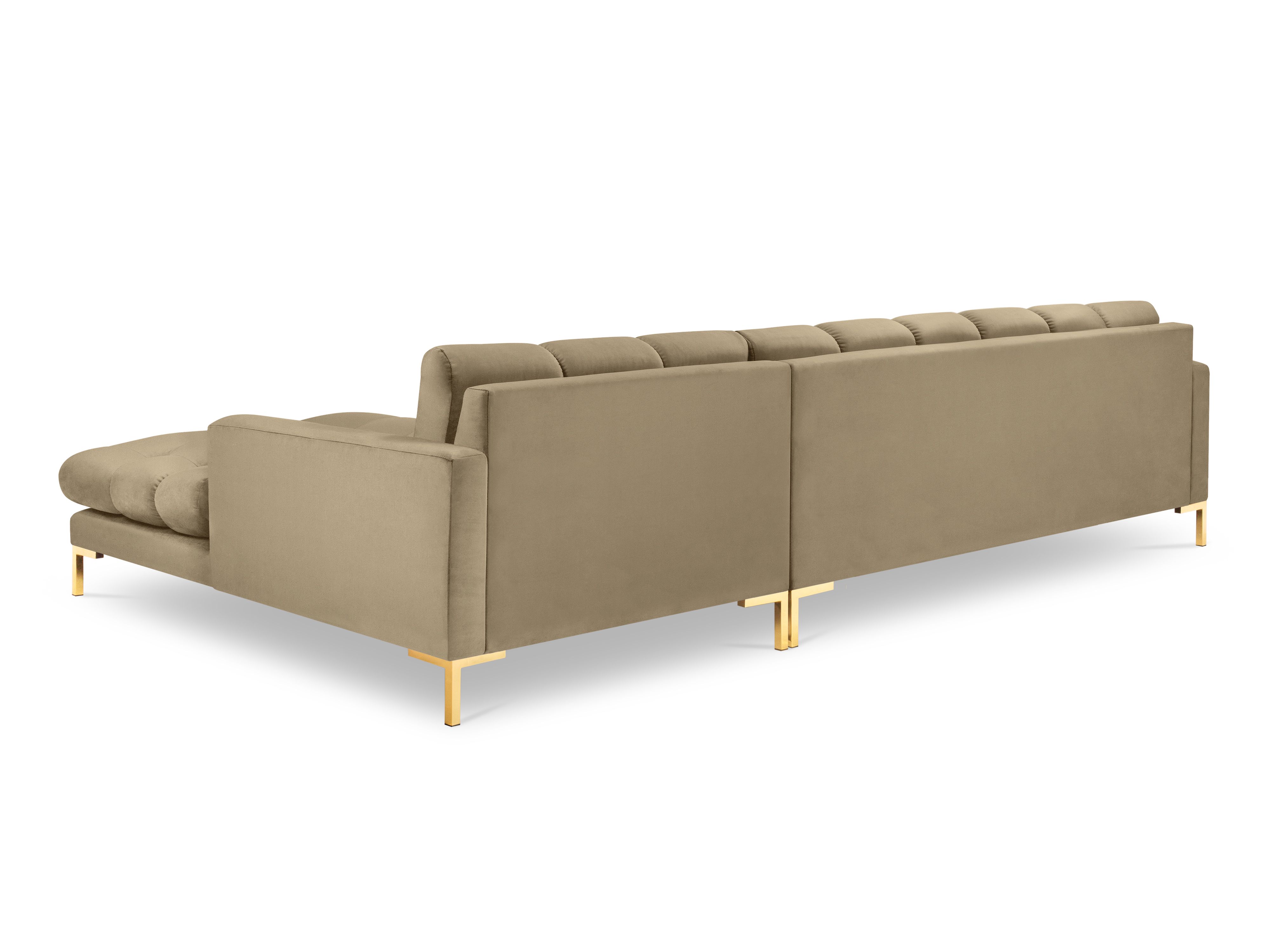 Canapé d'angle 5 places en velours beige - Vue supplémentaire 2