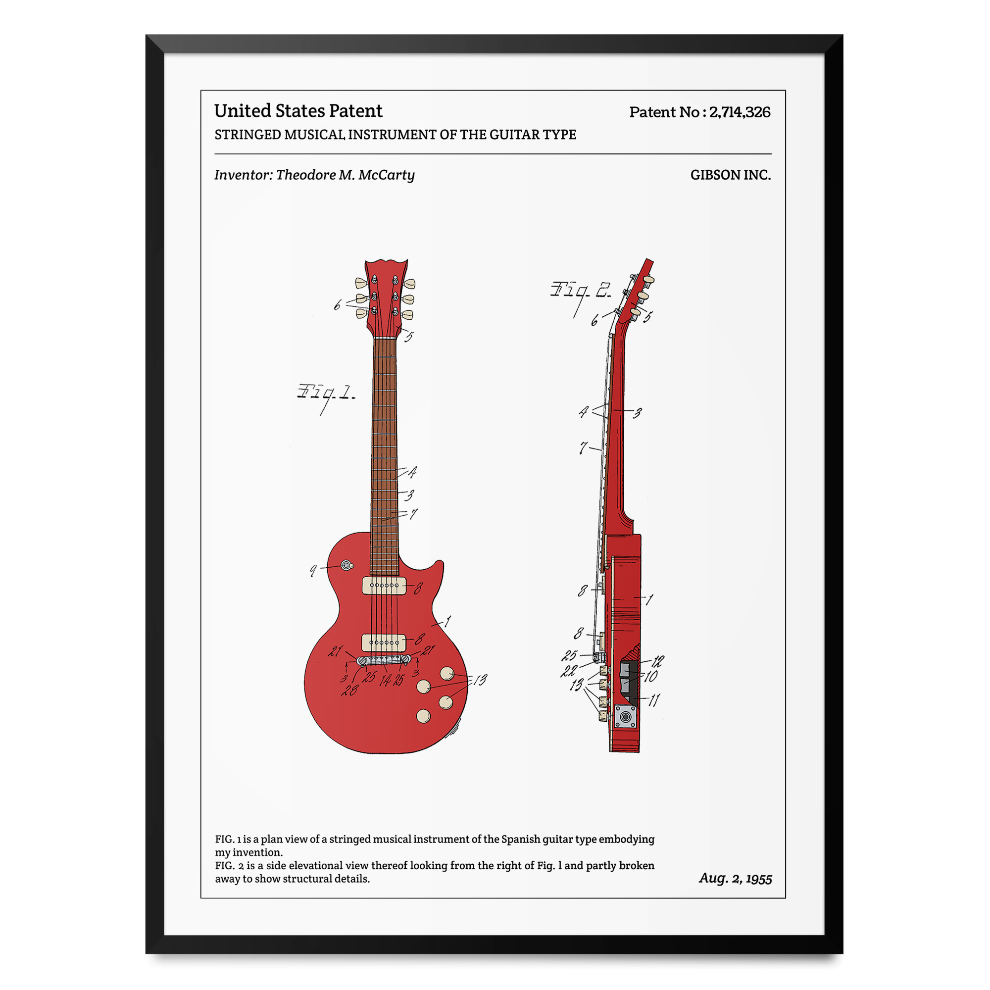 Affiche de brevet - Gibson Les Paul 40x30cm