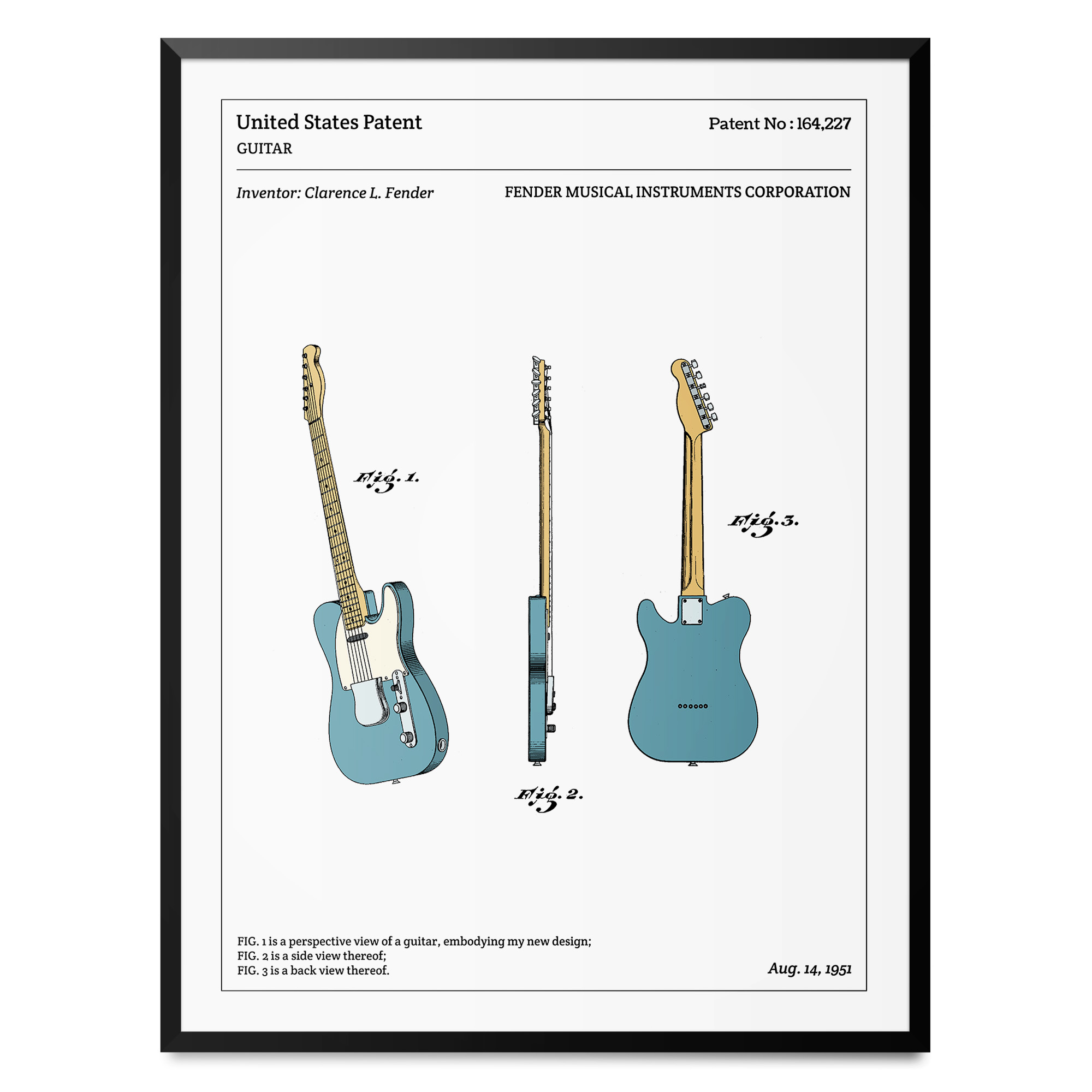 Affiche de brevet - Fender Telecaster 40x30cm
