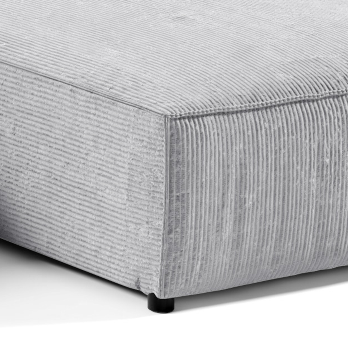 Canapé en u 5 places velours côtelé gris clair - Vue supplémentaire 2