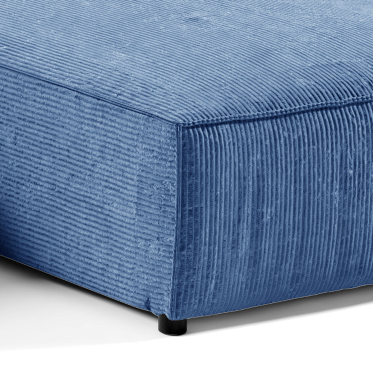 Canapé en u 5 places velours côtelé bleu - Vue supplémentaire 2