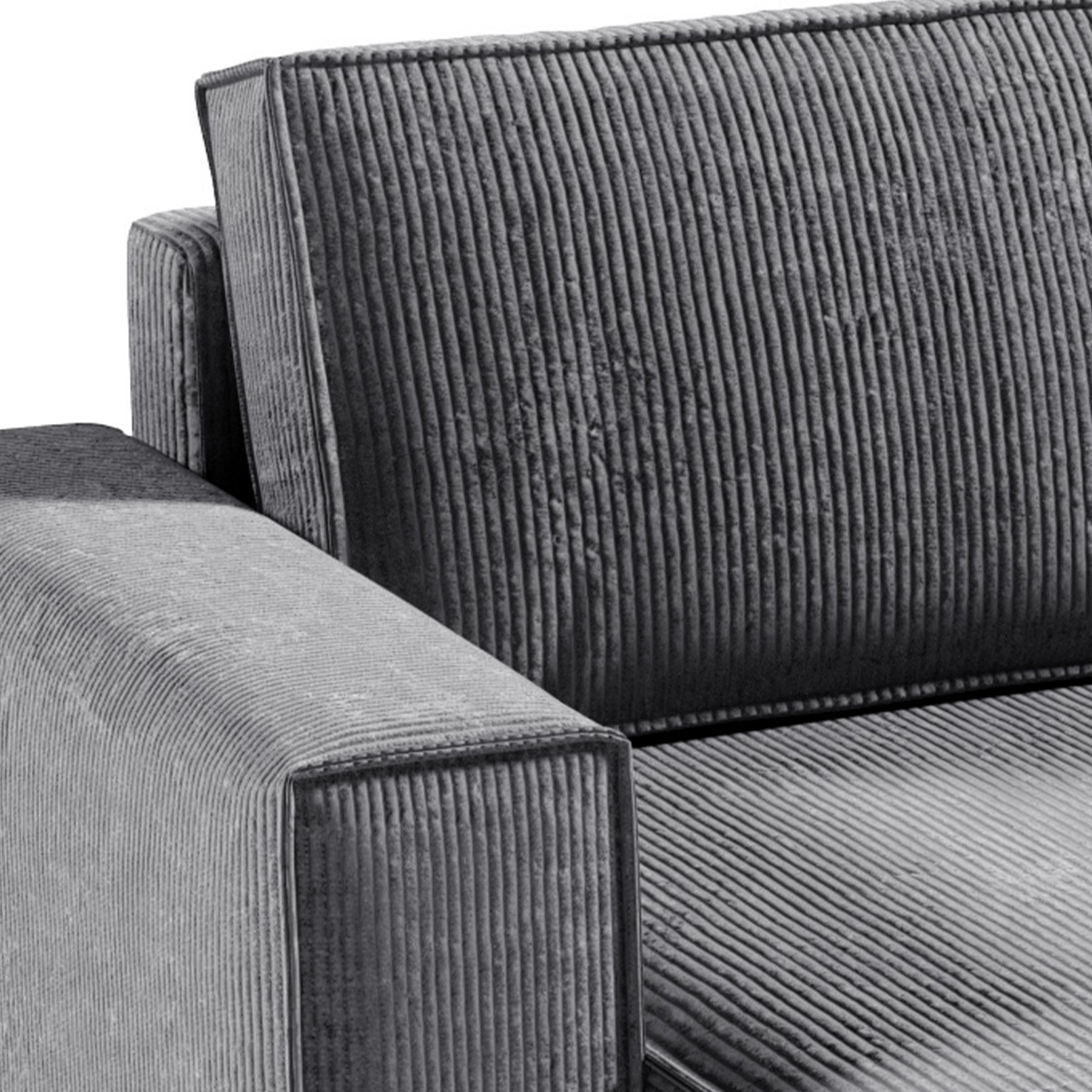 Canapé en u 5 places velours côtelé gris - Vue supplémentaire 1