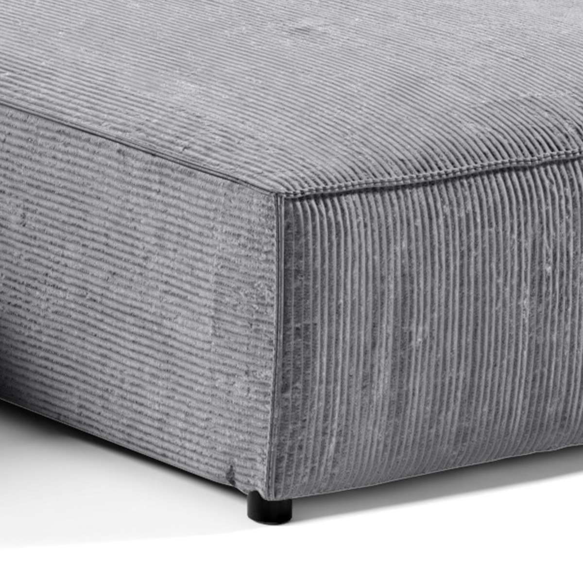 Canapé en u 5 places velours côtelé gris - Vue supplémentaire 2
