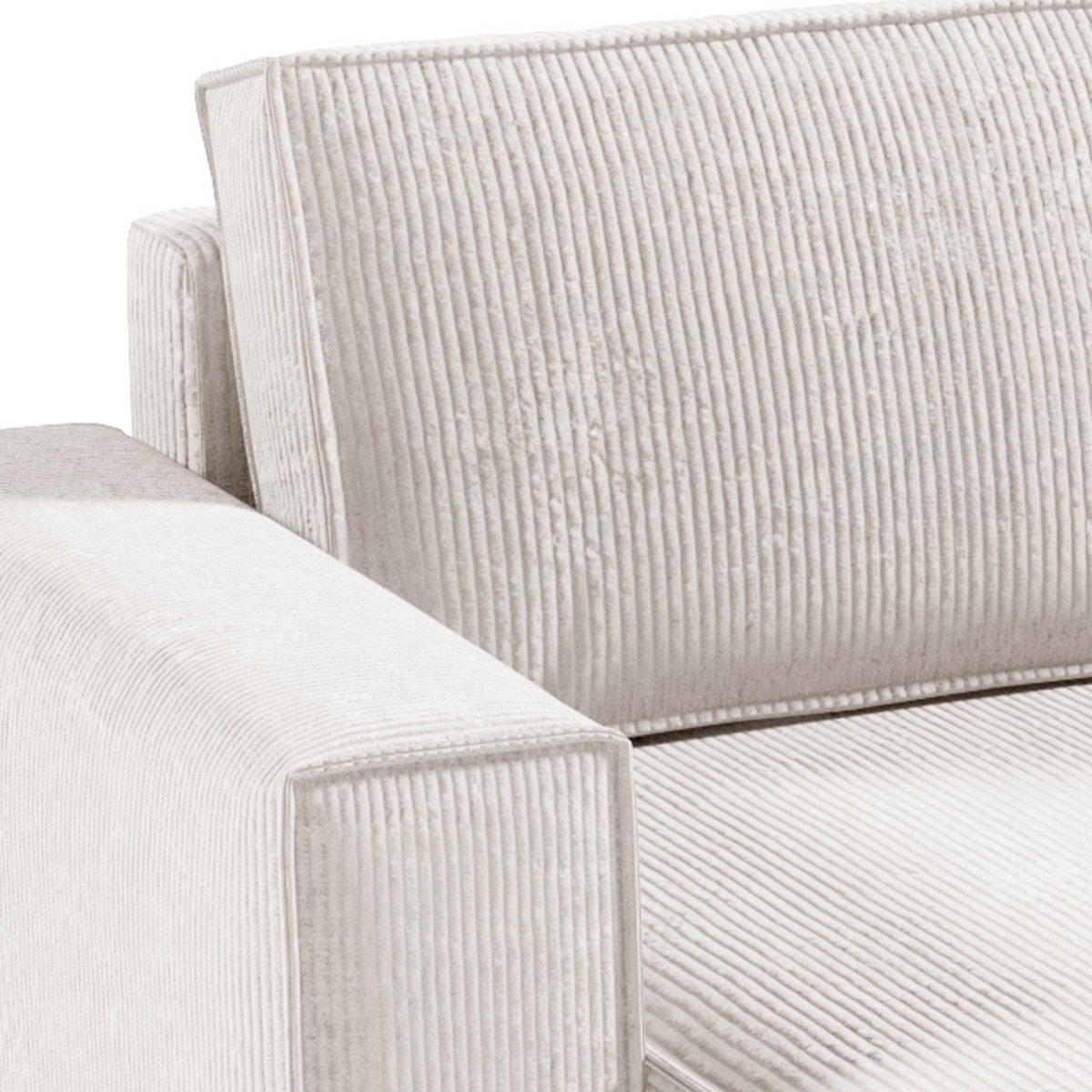 Canapé en u 5 places velours côtelé blanc cassé - Vue supplémentaire 2