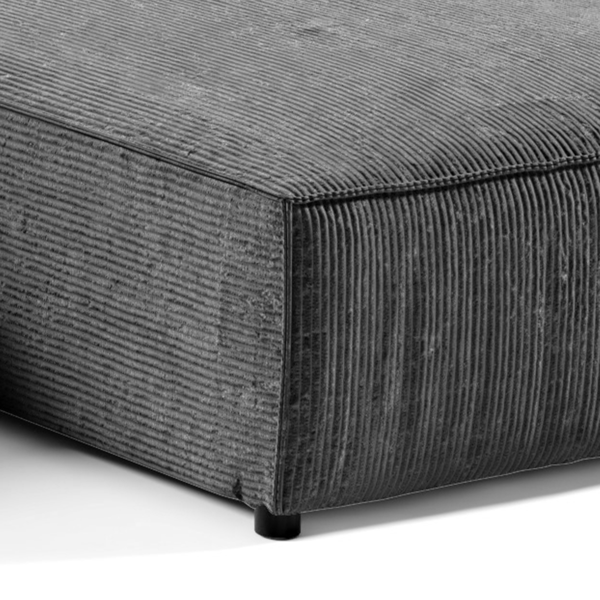 Canapé en u 5 places velours côtelé gris foncé - Vue supplémentaire 2