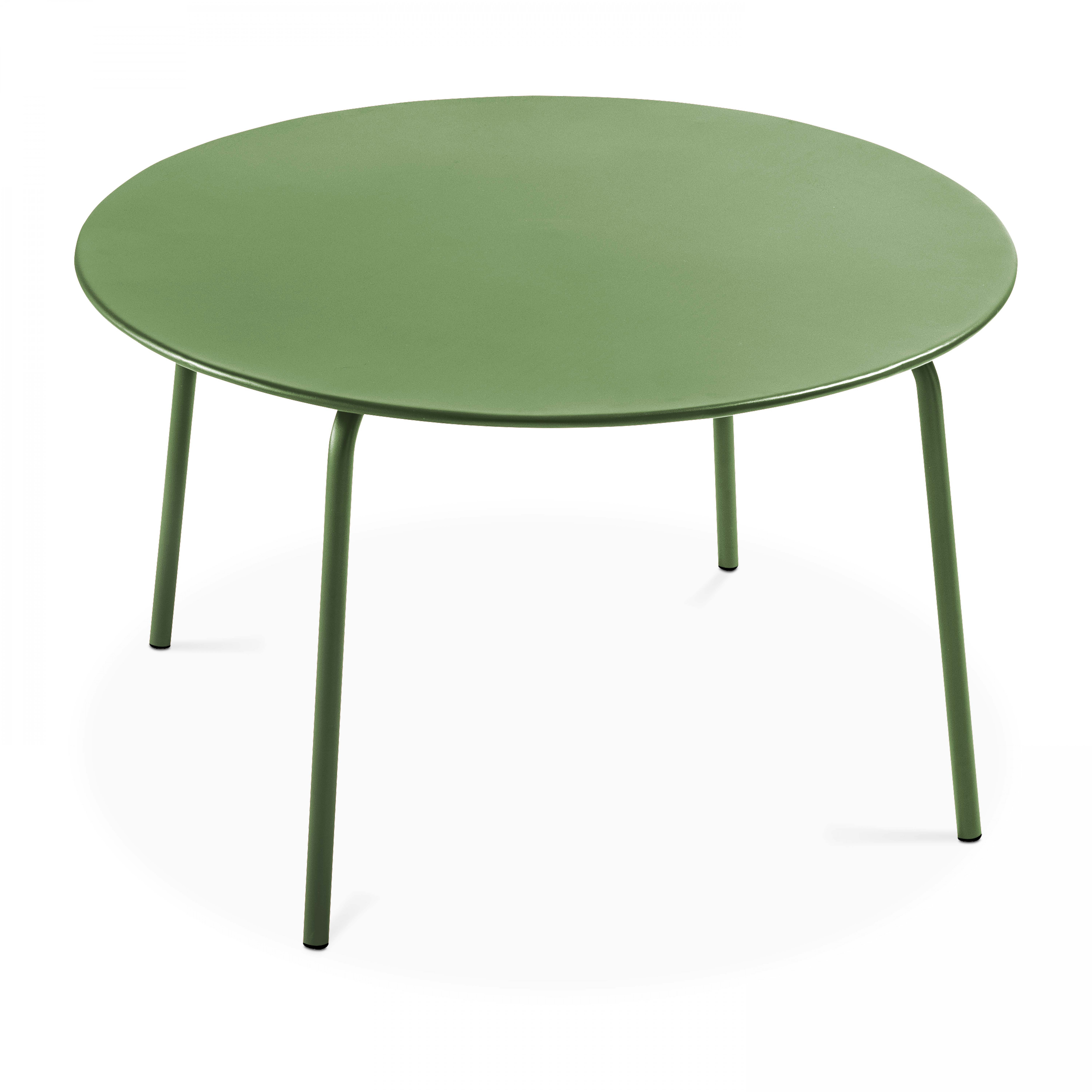 Table ronde acier vert cactus