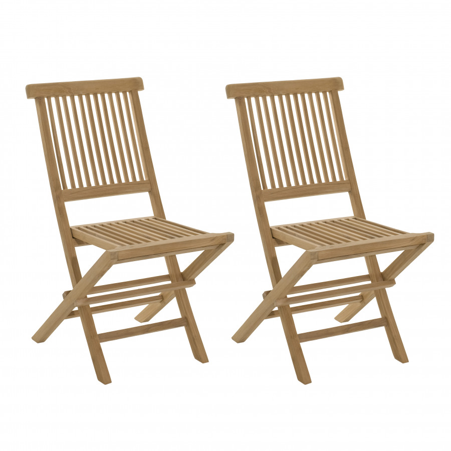 Ensemble de 2 chaises de jardin en bois teck
