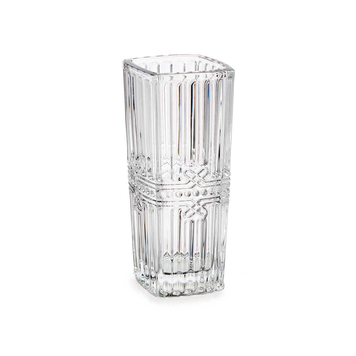 Petit vase carré en verre transparent 6,4x6,4x15cm