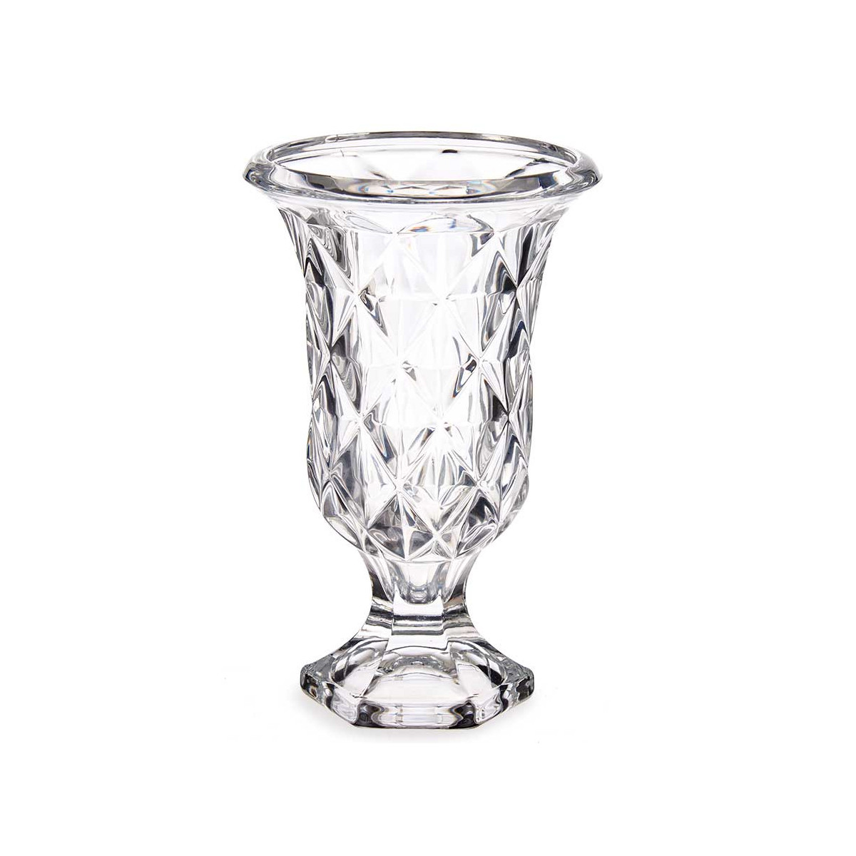 Vase vasque en verre losanges 15x15x24cm