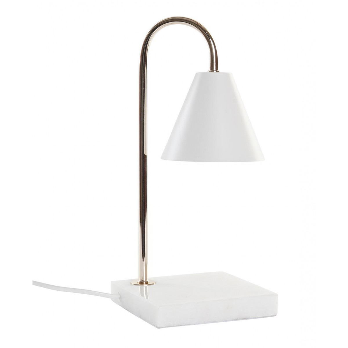 Lampe à poser base marbre et métal doré et blanc 15x15x33cm