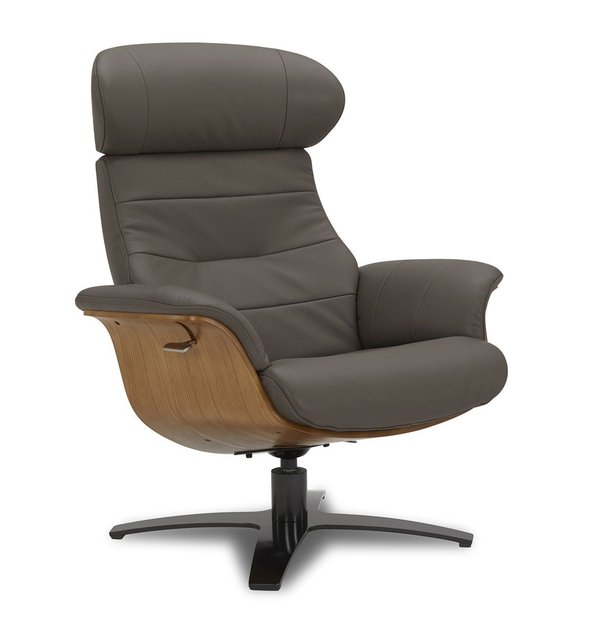 Fauteuil en cuir et bois chêne naturel - Cuir Anthracite Fauteuil en cuir et bois chêne naturel - Cuir Anthracite