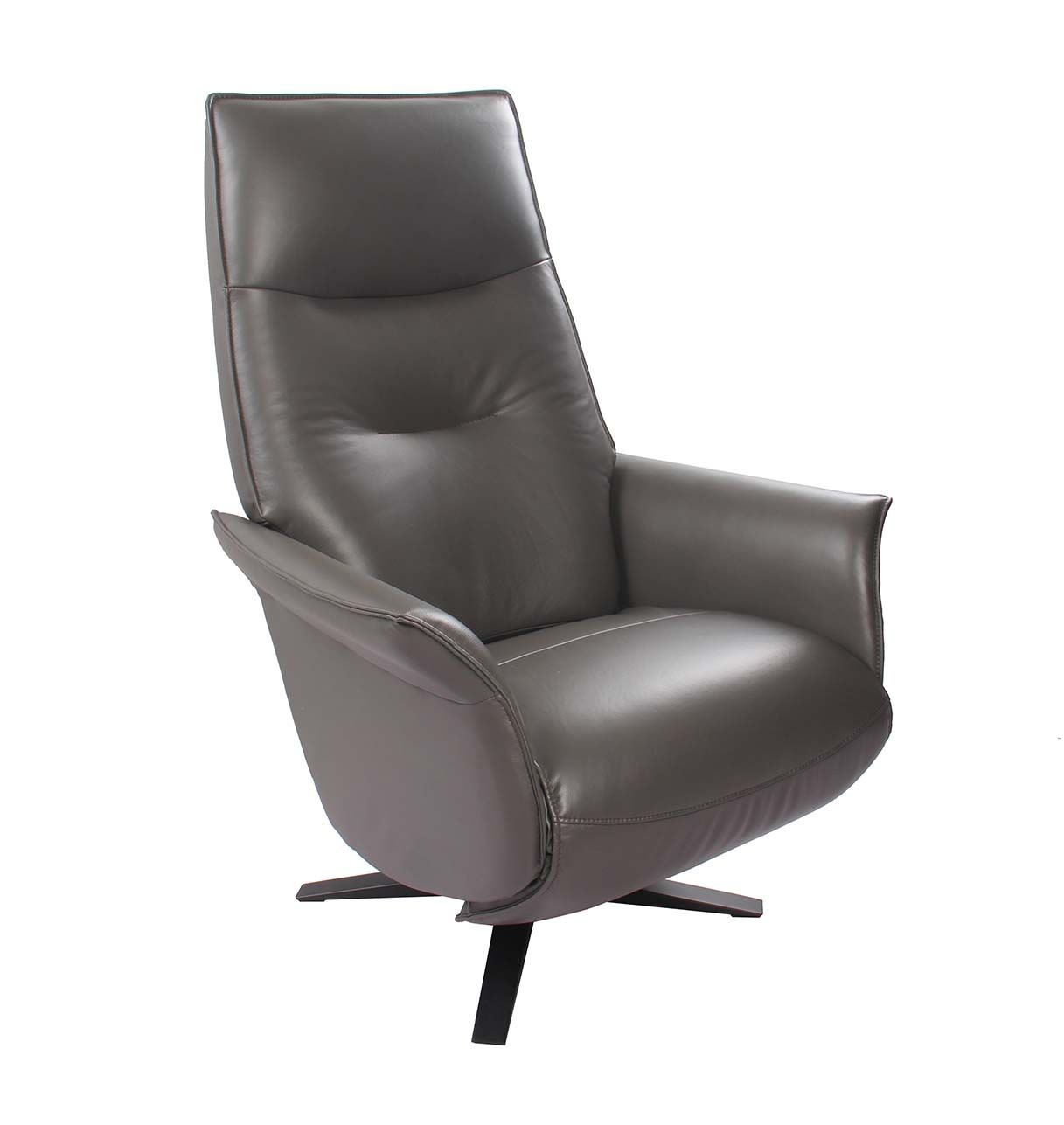 Fauteuil De Relaxation Anthracite Avec Accoudoirs - Rembourrage Coton PP, Structure Acier Noir - Poche Latérale Incluse