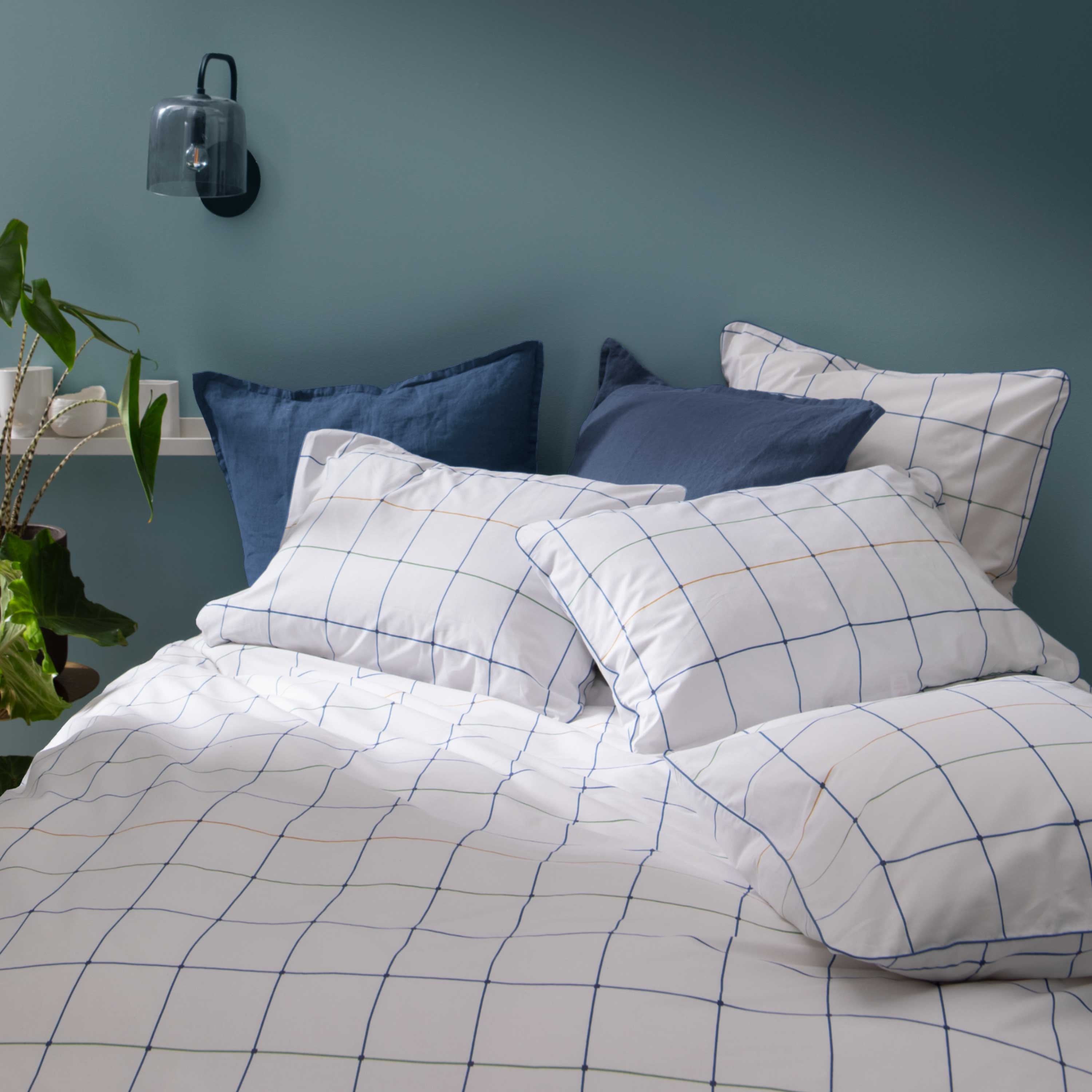 Housse de couette imprimée en percale de coton 140x200 cm Blanc Housse de couette imprimée en percale de coton 140x200 cm Blanc