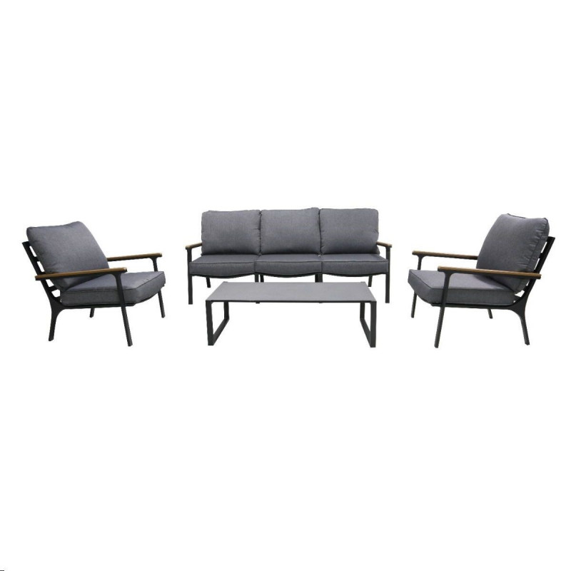 Set canapé fauteuils et table en aluminium 5 places Gris anthracite Set canapé fauteuils et table en aluminium 5 places Gris anthracite