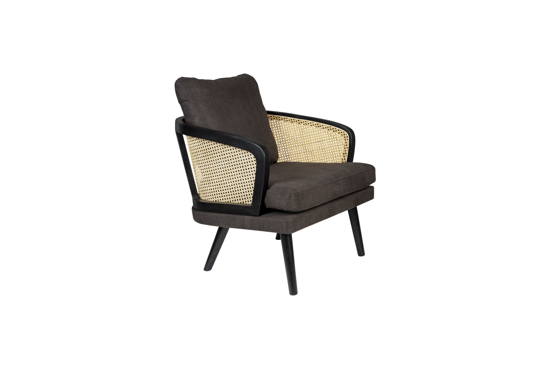Fauteuil lounge avec accoudoirs en rotin chocolat Fauteuil lounge avec accoudoirs en rotin chocolat