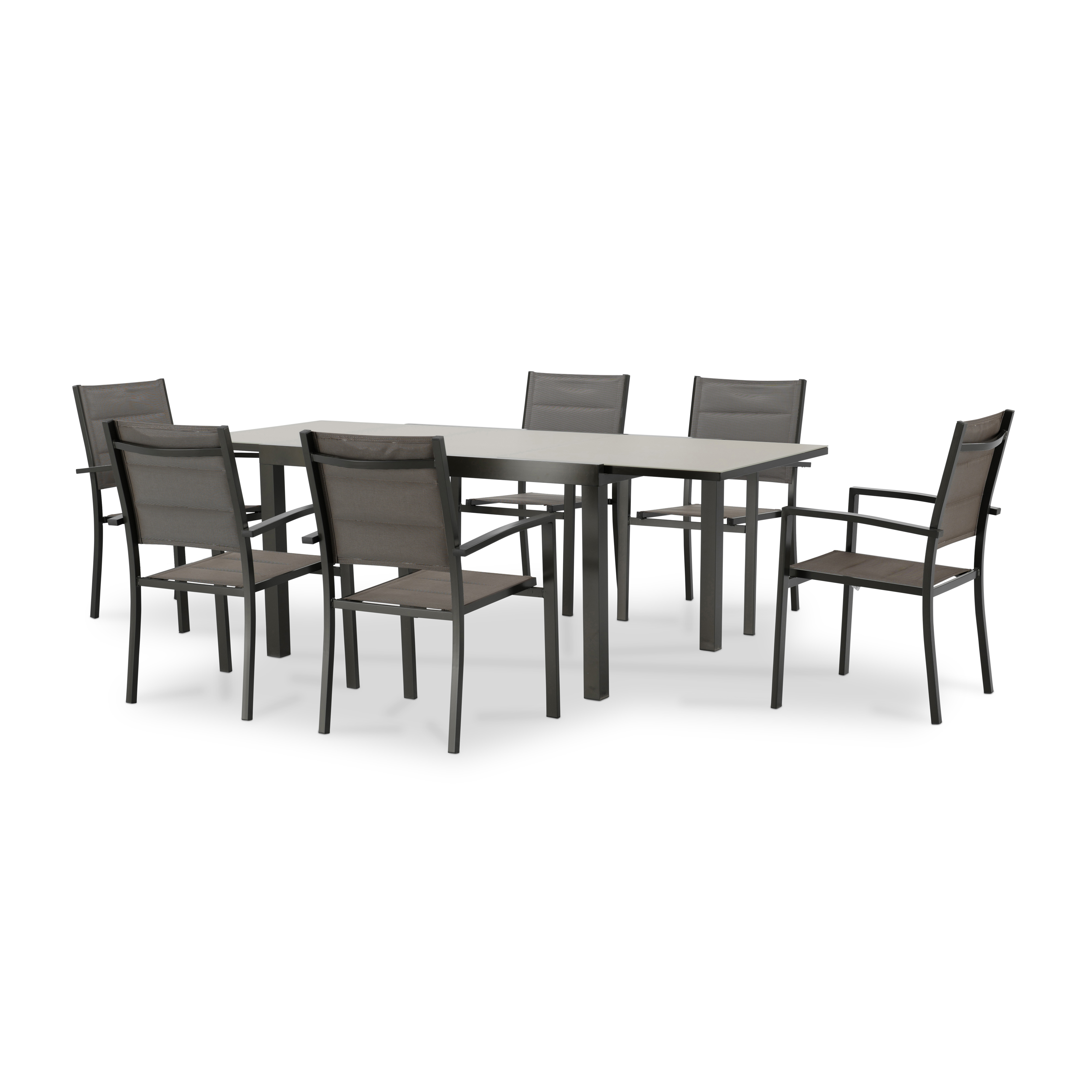 Table de jardin en aluminium marron 6 personnes