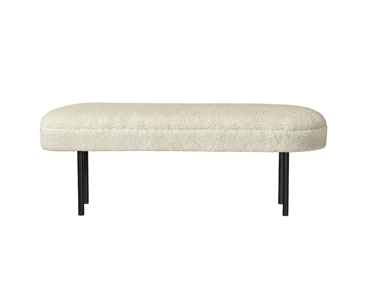 Banc en métal et tissu bouclette 120cm ecru Banc en métal et tissu bouclette 120cm ecru