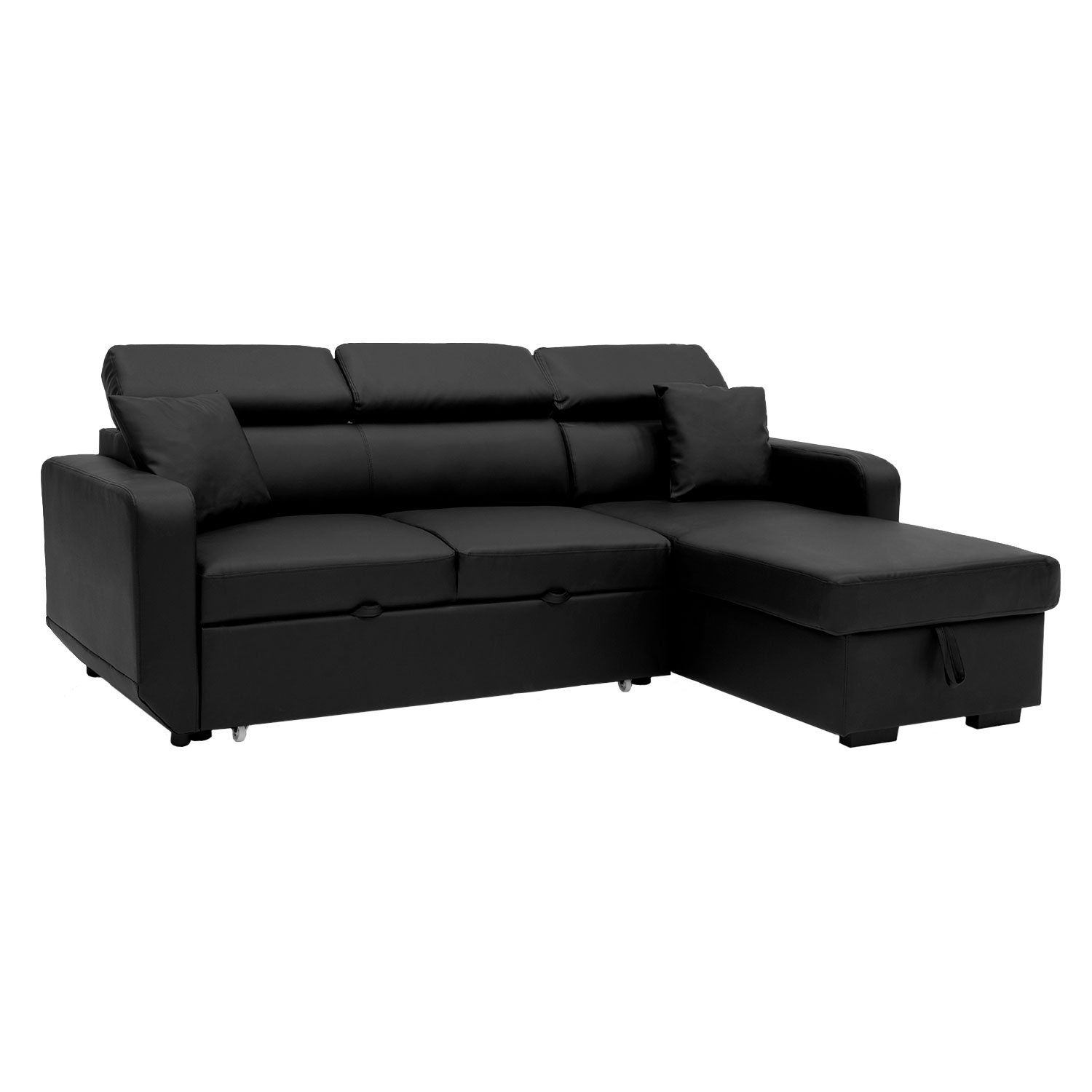 Canapé d'angle 3 places Noir Tissu Design Confort