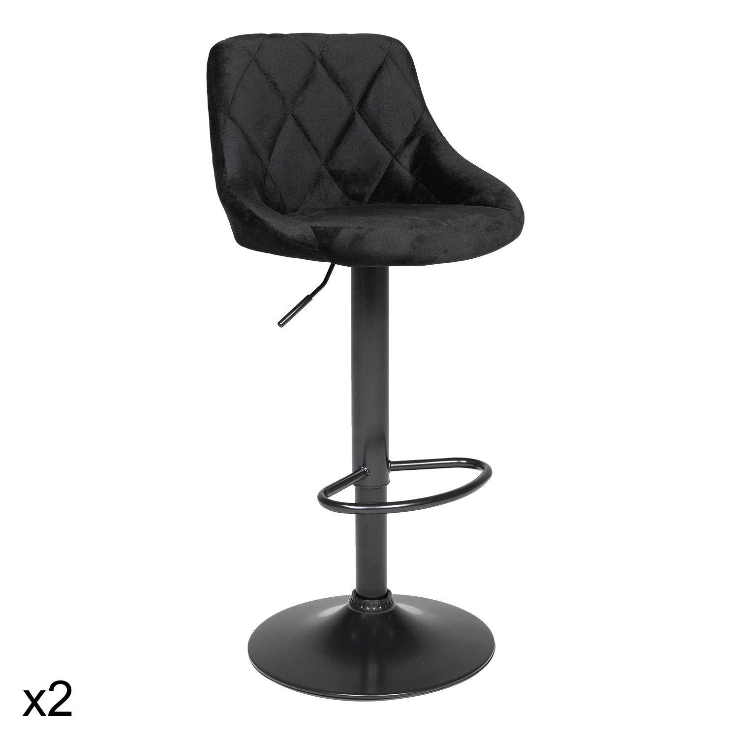 Lot de 2 tabourets de bar en velours noir