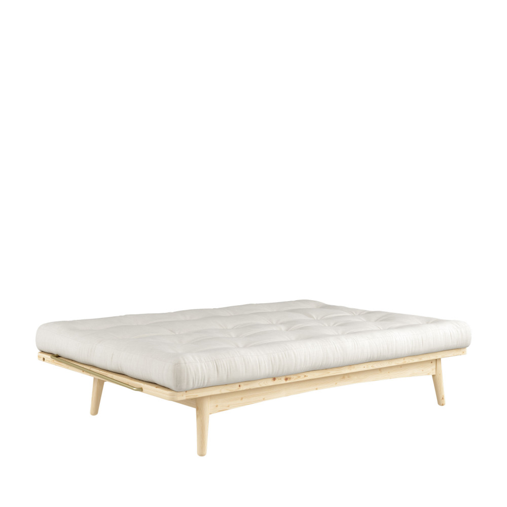Canapé convertible en bois naturel et tissu naturel - Vue supplémentaire 1