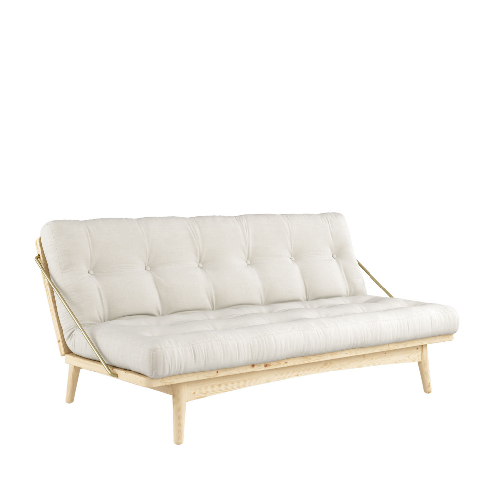 Canapé convertible en bois naturel et tissu naturel - Vue supplémentaire 2