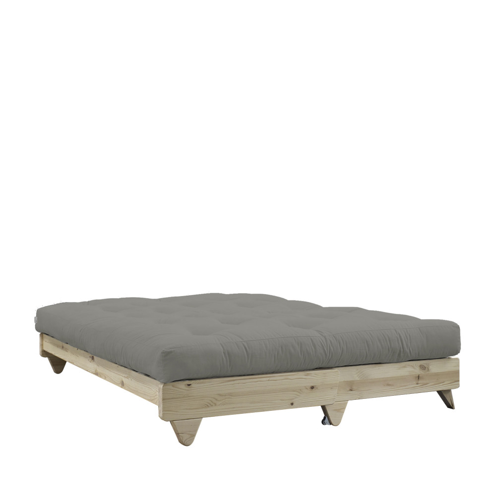 Canapé convertible en bois naturel et tissu gris 2 places - Vue supplémentaire 2