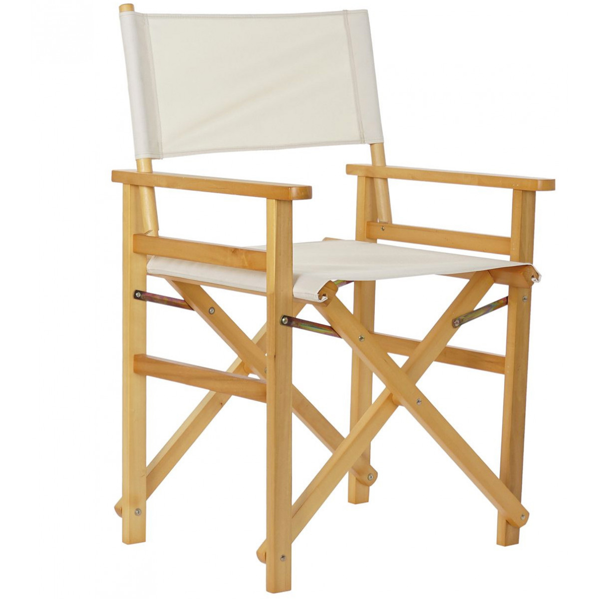 fauteuil de jardin pliant en bois et tissu beige 56x48x87cm
