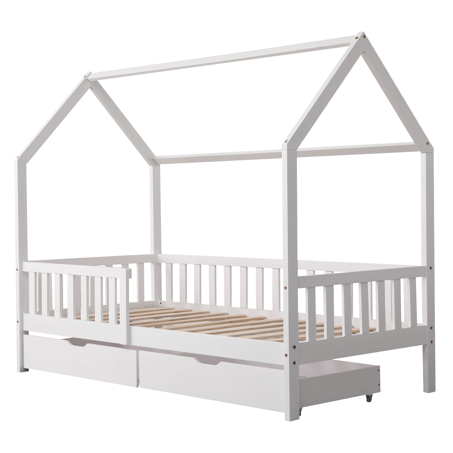 Lit cabane pour enfant avec tiroirs 190x90cm blanc