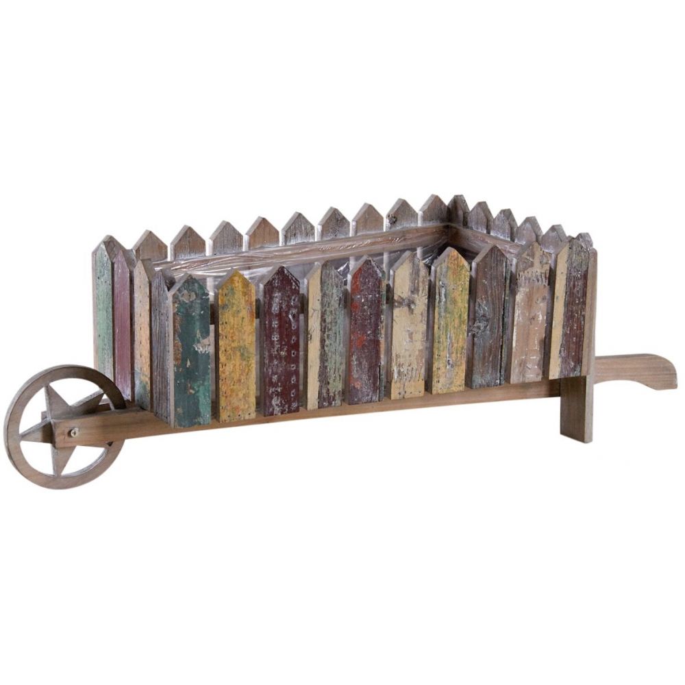 Jardinière brouette bois recyclé Jardinière brouette bois recyclé