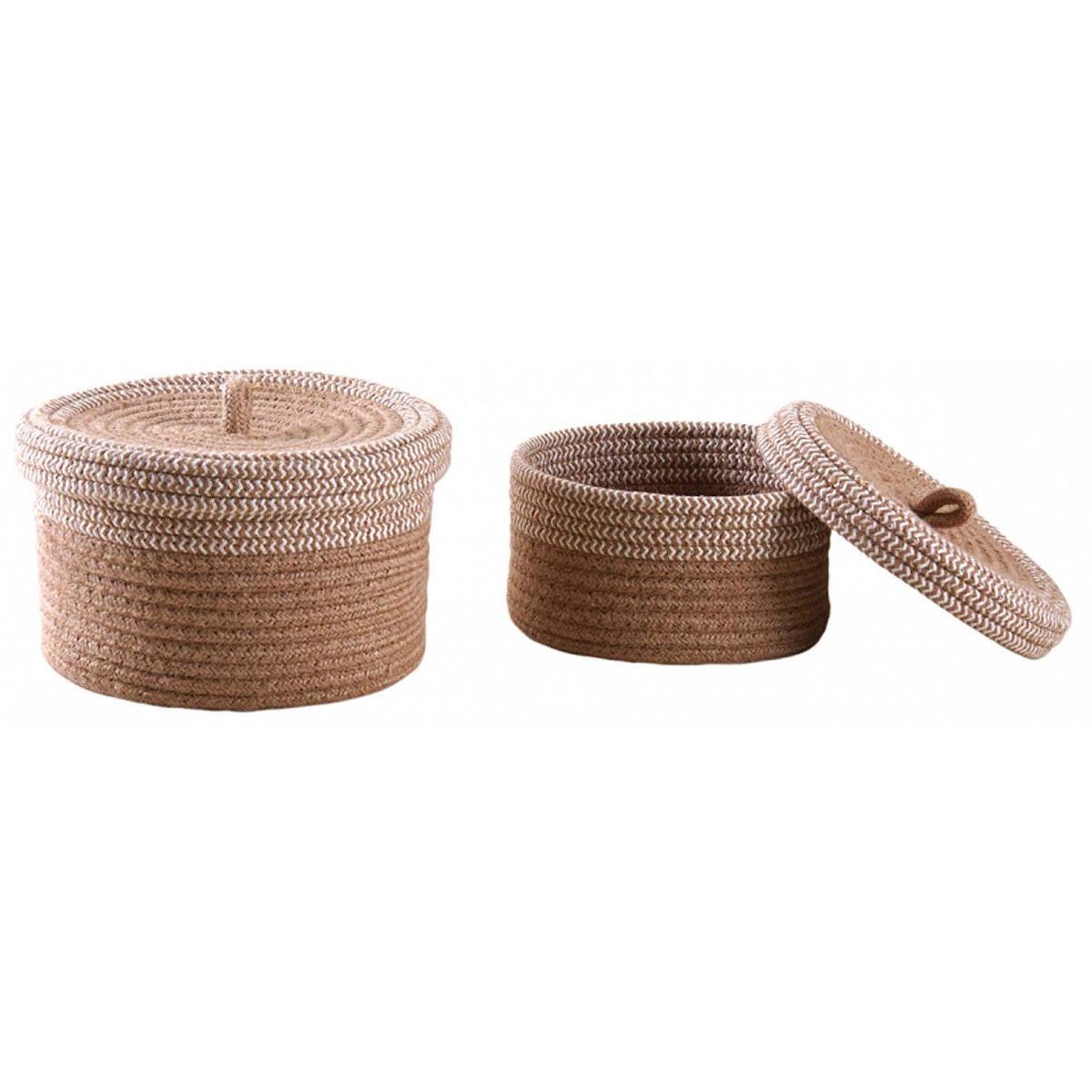 Boite en jute naturelle et blanche (lot de 2) Boite en jute naturelle et blanche (lot de 2)